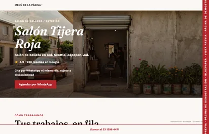 Página de demostración de Salón Tijera Roja, salón de belleza en Zapopan, Jalisco